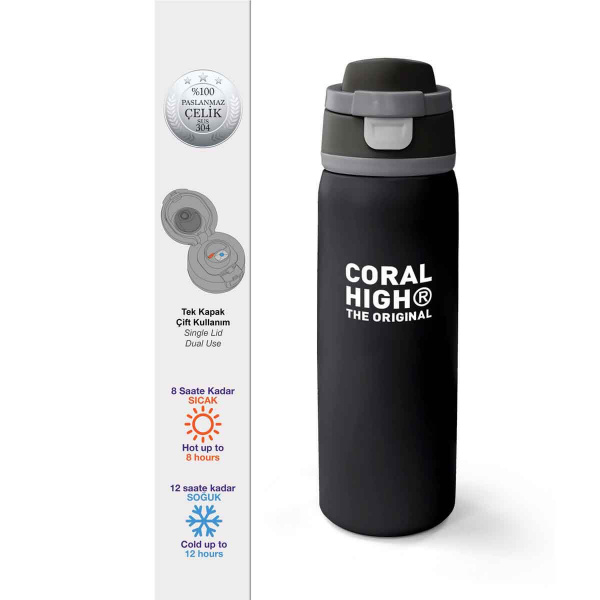 Coral High Siyah Çelik Termos Matara 800 Ml 38518