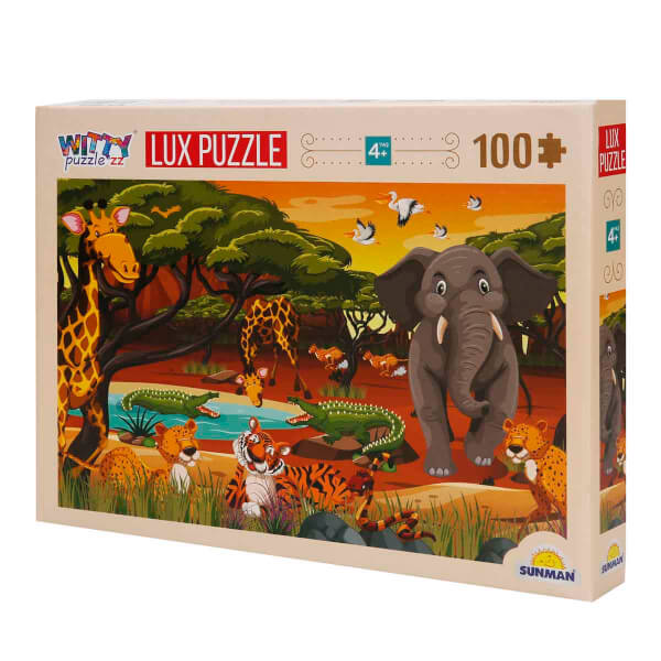 100 Parça Puzzle: Afrika Hayvanları Ormanda