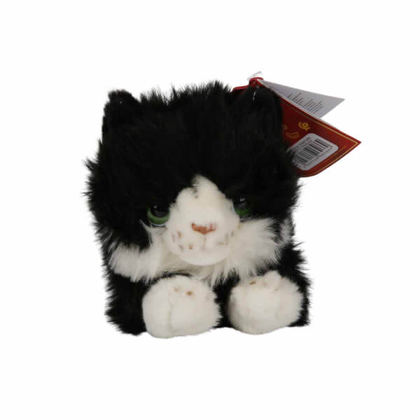 Yatan Siyah-Beyaz Kedi Peluş 25 cm