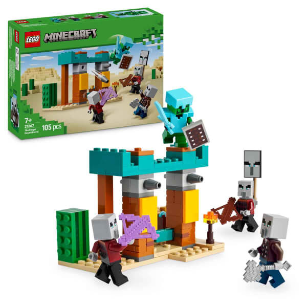 LEGO Minecraft Serseri Köylü Çöl Devriyesi 21267 - 7 Yaş ve Üzeri Macera Oyunları Seven Çocuklar için Minecraft Karakolu Yaratıcı Oyuncak Yapım Seti (105 Parça)