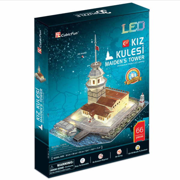 66 Parça 3D Puzzle: Kız Kulesi Led Işıklı