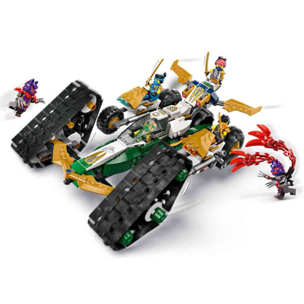 LEGO NINJAGO Ninja Ekibi Kombo Araç 71820 – 9 Yaş ve Üzeri İçin Planör, Yarış Arabası ve 2 Motosiklet İçeren 4’ü 1 Arada Yaratıcı Oyuncak Yapım Seti (576 Parça)