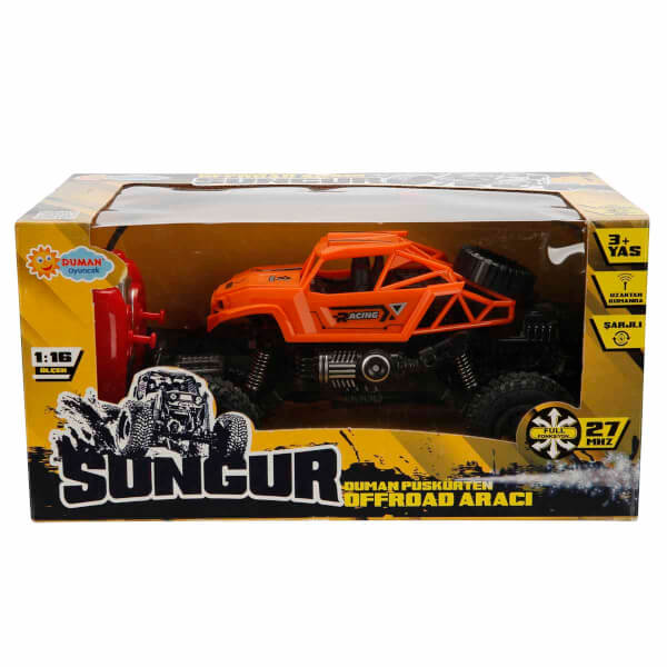 1:16 Sungur Işıklı USB Şarjlı Uzaktan Kumandalı Duman Püskürten Off Road Araba