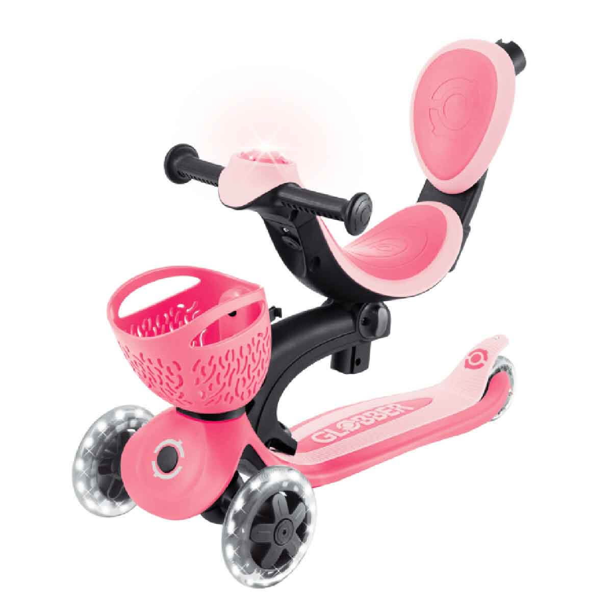 3in1 Globber Go Up Baby 360 Katlanabilir 3 Tekerlekli Işıklı Pembe