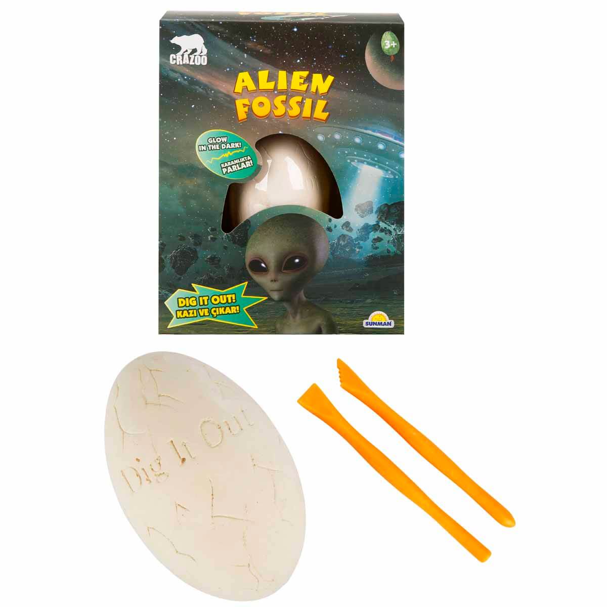 Crazoo Fosil Kazı Seti: Karanlıkta Parlayan Alien | Toyzz Shop