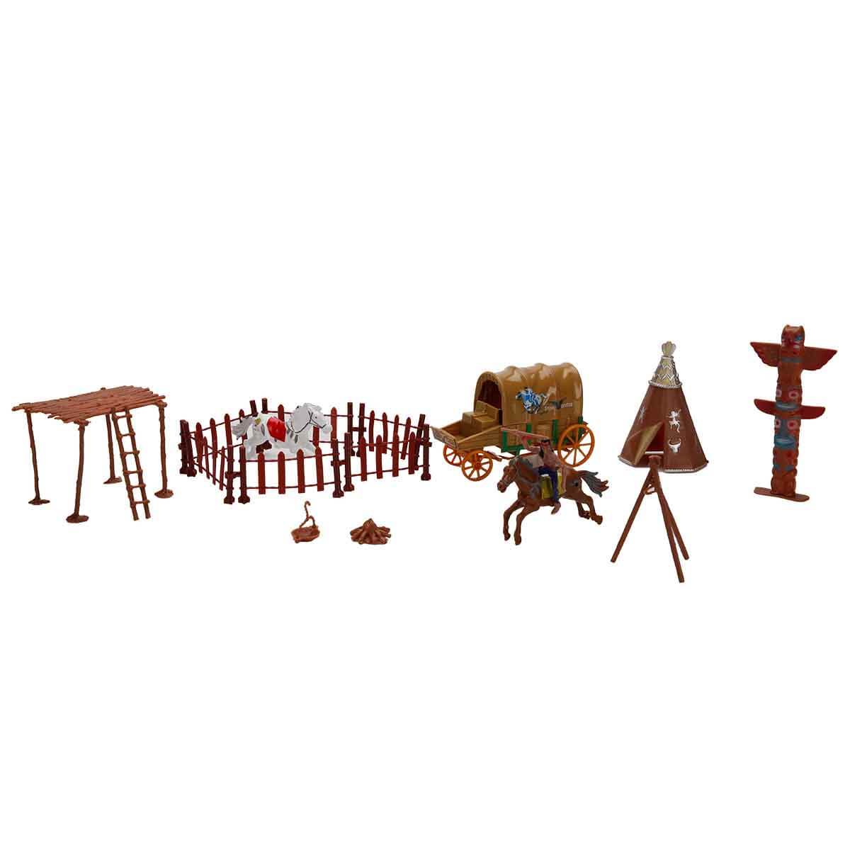 Kovboy Figürleri Oyun Seti - Arabalı-Çadırlı Set | Toyzz Shop
