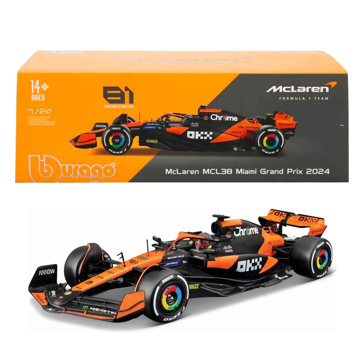 1:24 McLaren MCL38 Miami Grand Prix 2024 Formula 1 Yarış Arabası