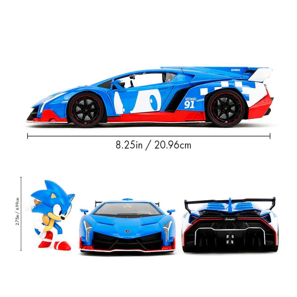 1:24 Lamborghini Veneno Die Cast Model Araba ve Sonic Figürü
