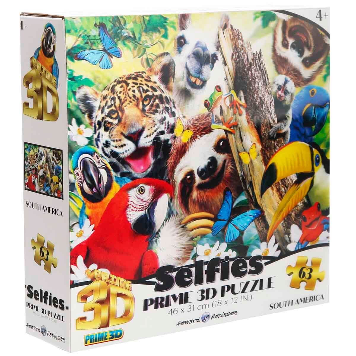 Prime 3D 63 Parça 3D Puzzle: Güney Amerika Hayvanları Selfie