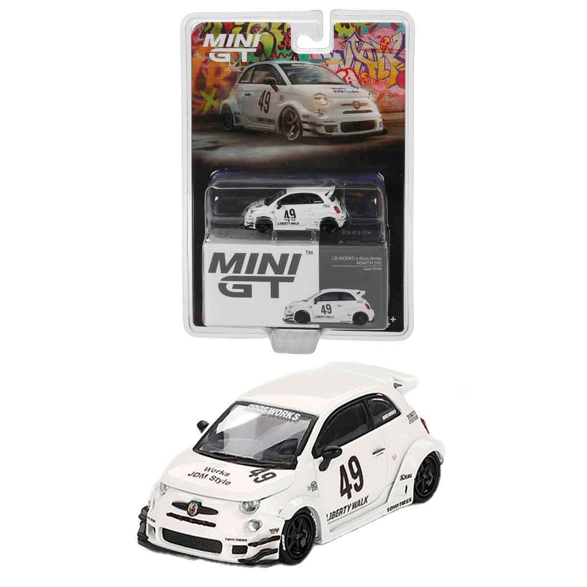 1:64 Mini Gt LB-WORKS x Abas Works Abarth 595 Gara White Diecast