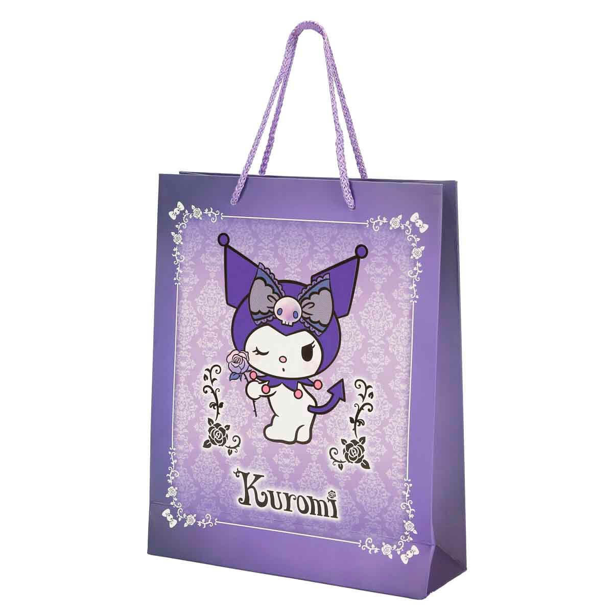 Kuromi Desenli Hediye Çantası - Siyah-Kitap Okuyan Kuromi Desenli