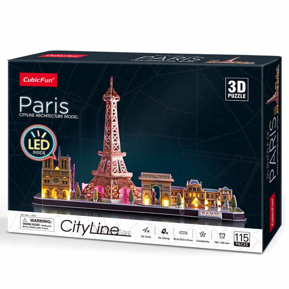 PARISPARISCUBE LITEα 115 Parça 3D Puzzle: Paris Led Işıklı | Toyzz Shop