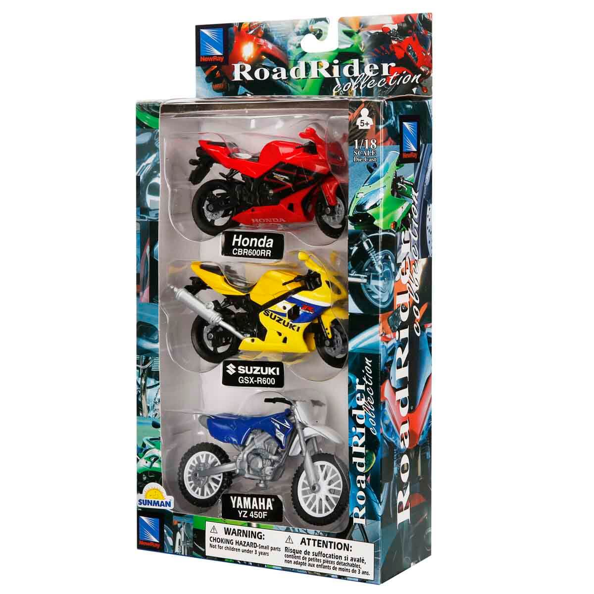 1:18 Road Rider 3'lü Model Motor Seti - Suzuki - Honda - Suzuki