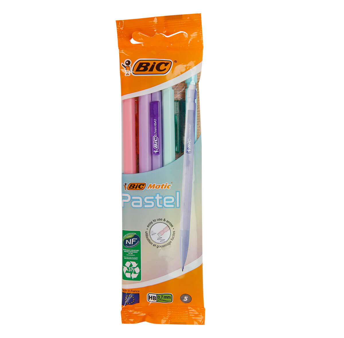 Bic Matic Pastel Renkler 5'li Özel Pakette 0,7 Uçlu Mekanik Basmalı Versatil Kalem Seti