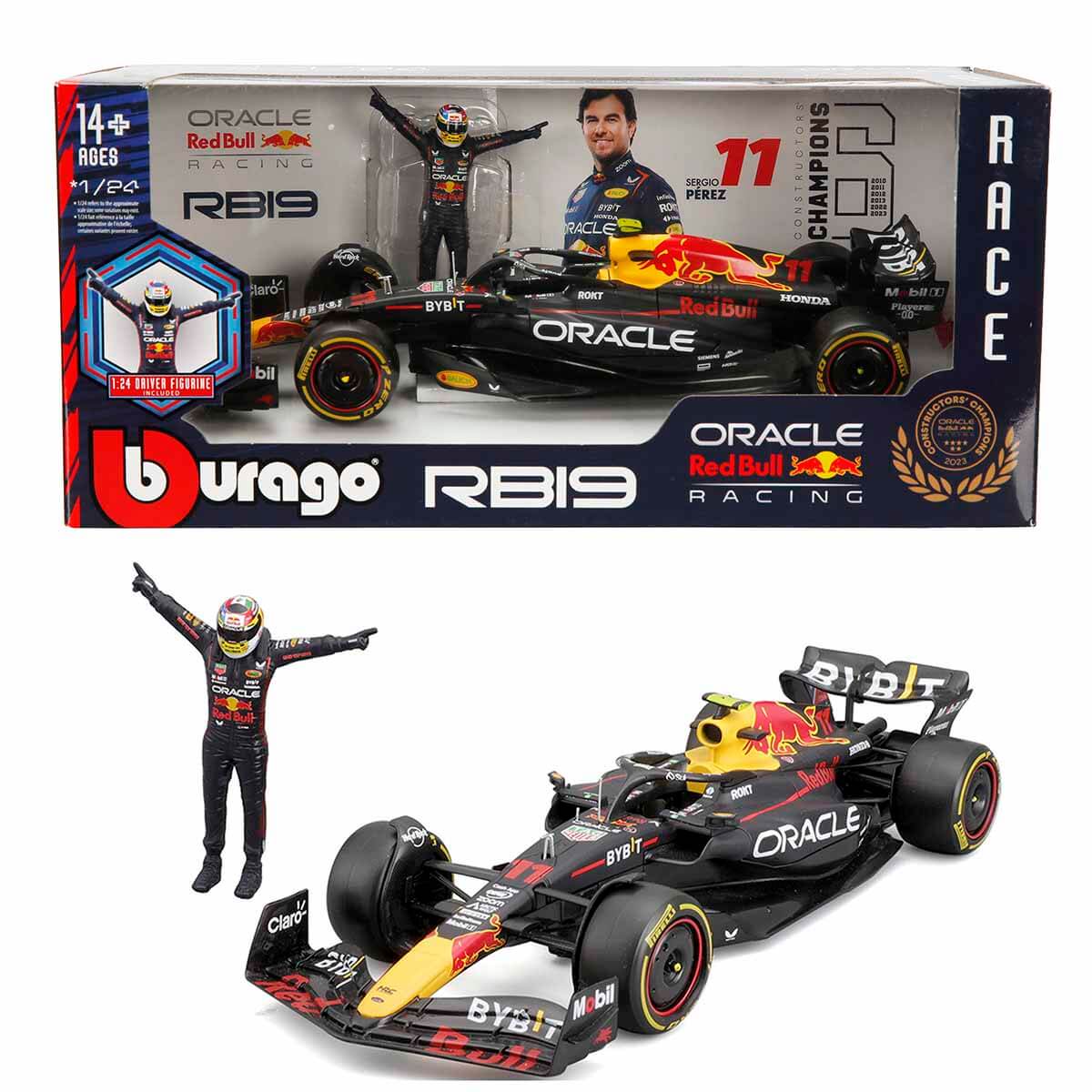 ミニカー Red Bull Racing RB19 Max Verstappen 1:24 Oracle Red Bull Racing RB19 Figürlü Formula 1 Yarış Arabası
