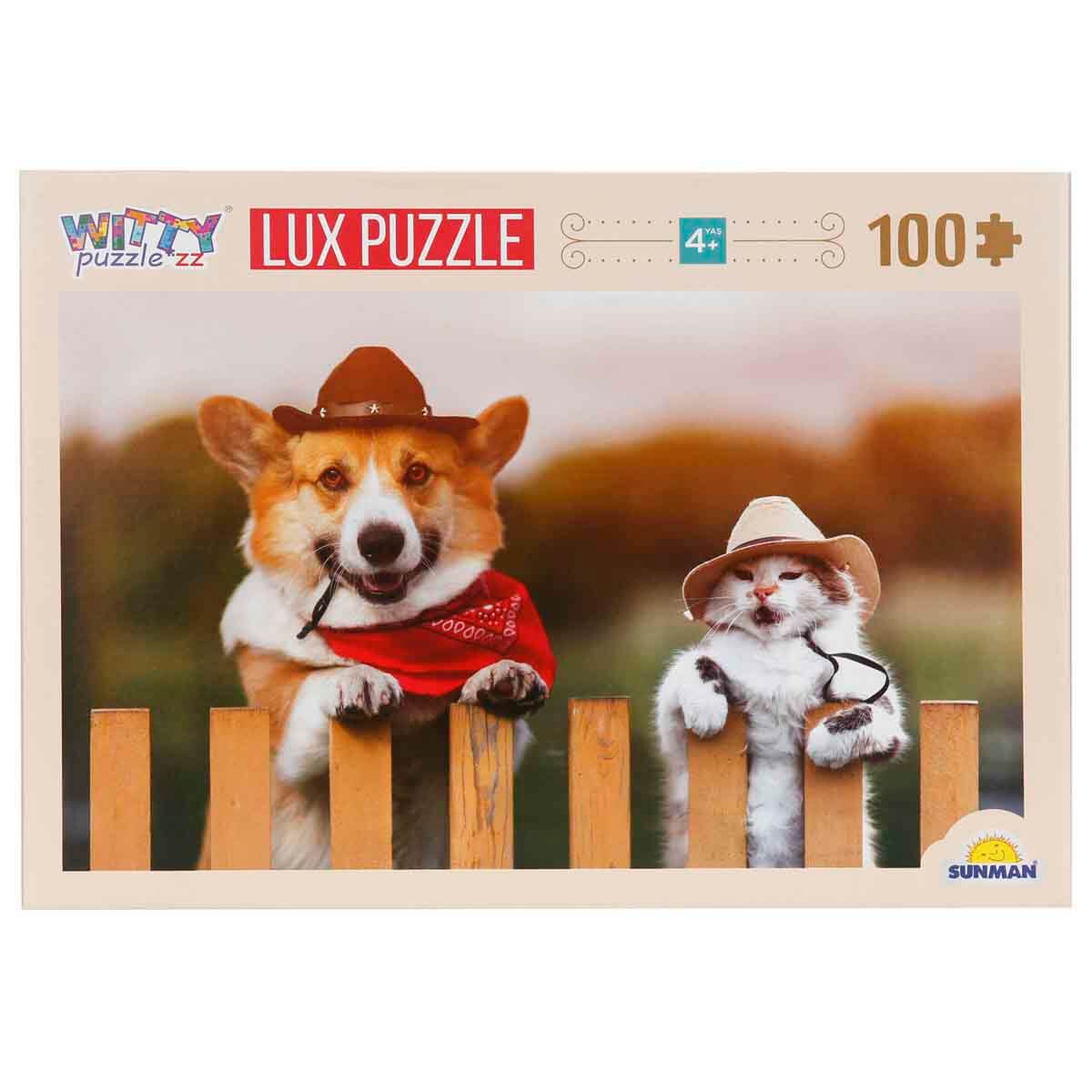 undefined - 8252c_100_Parca_Puzzle_Kovboy_Sapkali_Kedi_ve_Kopek.jpg