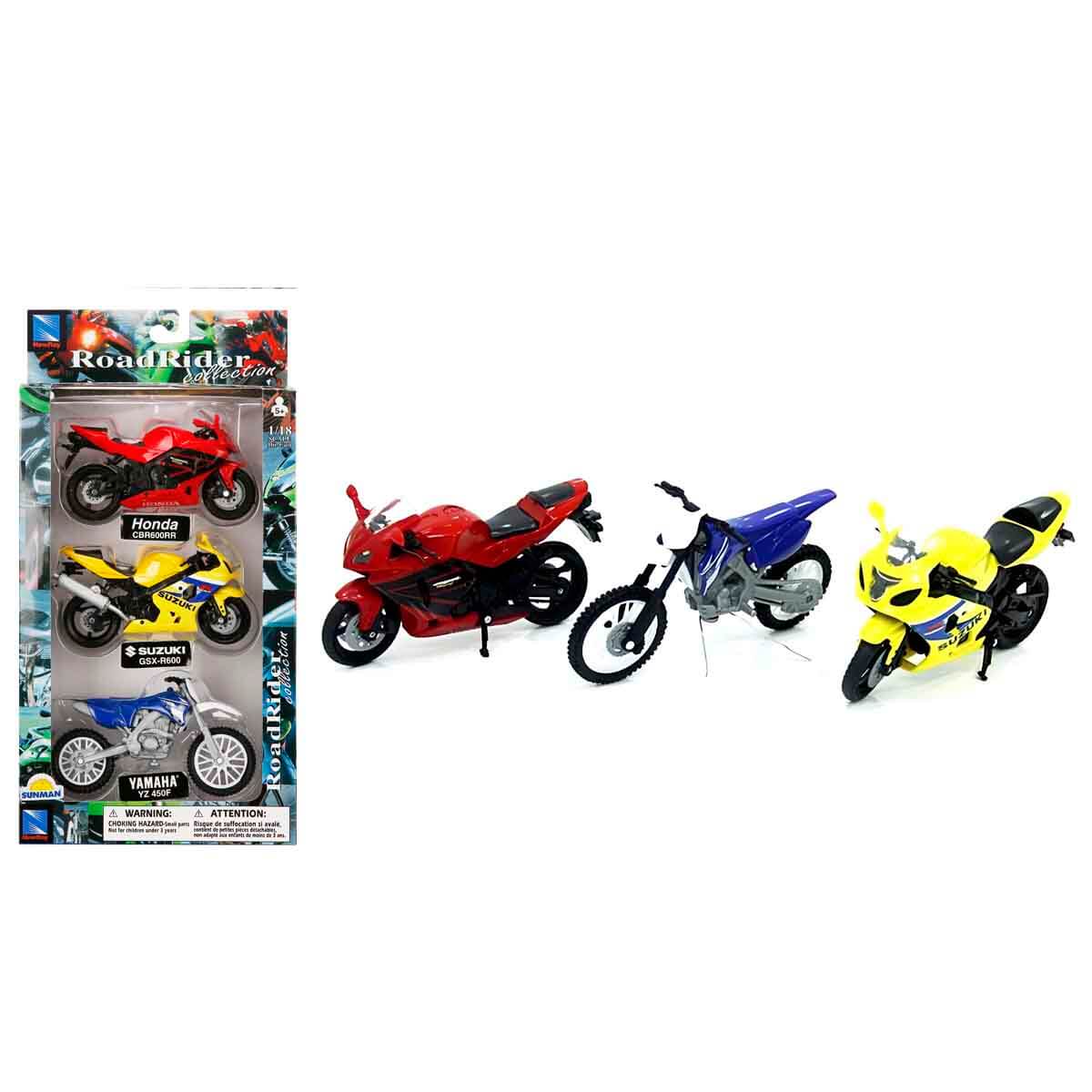 1:18 Road Rider 3'lü Model Motor Seti - Yamaha - Kawasaki - Suzuki