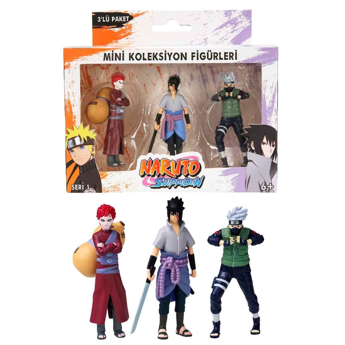 Naruto Shippuden 3'lü Figür Seti S1 - Kırmızı Pelerinli Gaara'Lı