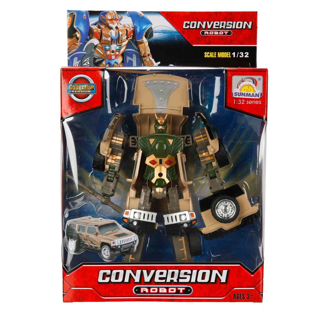 1:32 Sesli ve Işıklı Dönüşebilen Robot - Bej - Jeep | Toyzz Shop