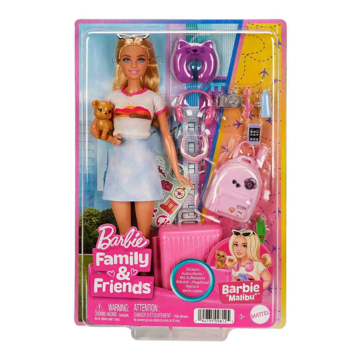 Barbie Seyahatte Bebeği ve Aksesuarları FWV25 - Tişört Etekli