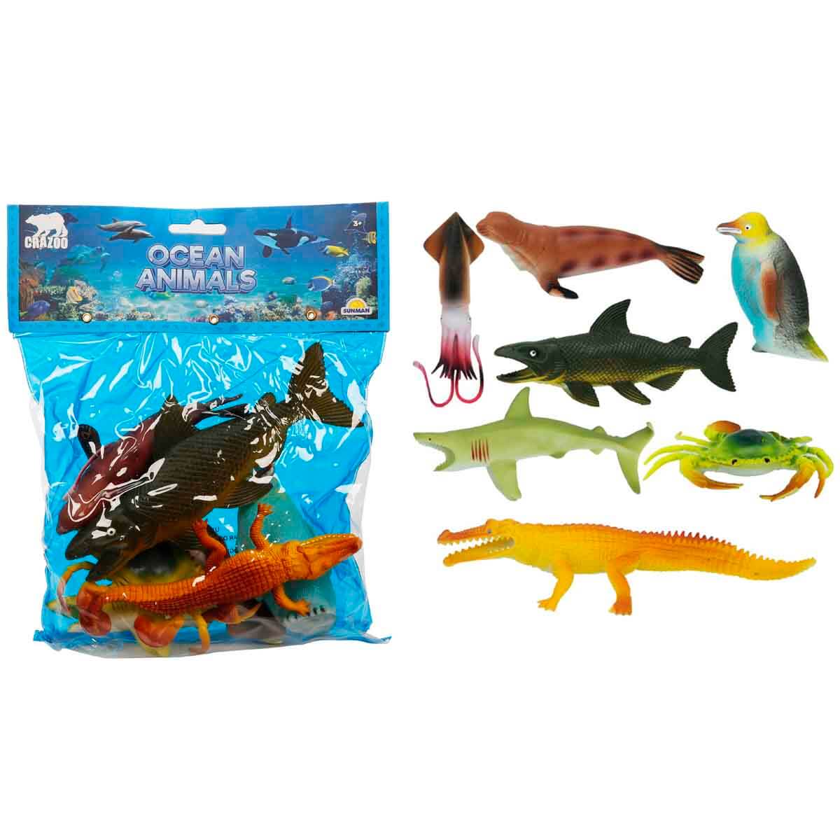 Crazoo Okyanus Hayvanları Poşetli 7'li Figür Seti | Toyzz Shop