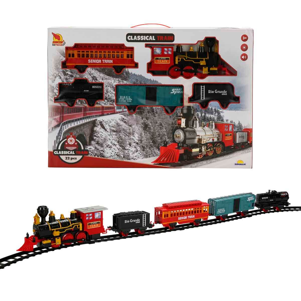 Sesli ve Işıklı Klasik Tren Seti 22 Parça - Yeşil Vagon | Toyzz Shop