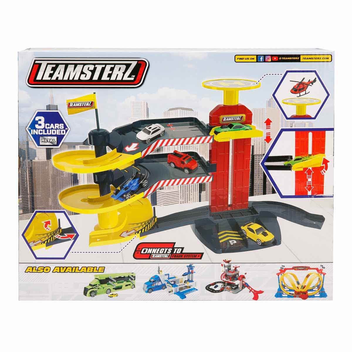 Teamsterz Servizio di polizia Transporter Vehicle Playset | Giocattoli per veicoli di polizia, camion | Per interni ed esterni | Lanciatore di auto giocattolo | Deposito auto e rampa | Età 3