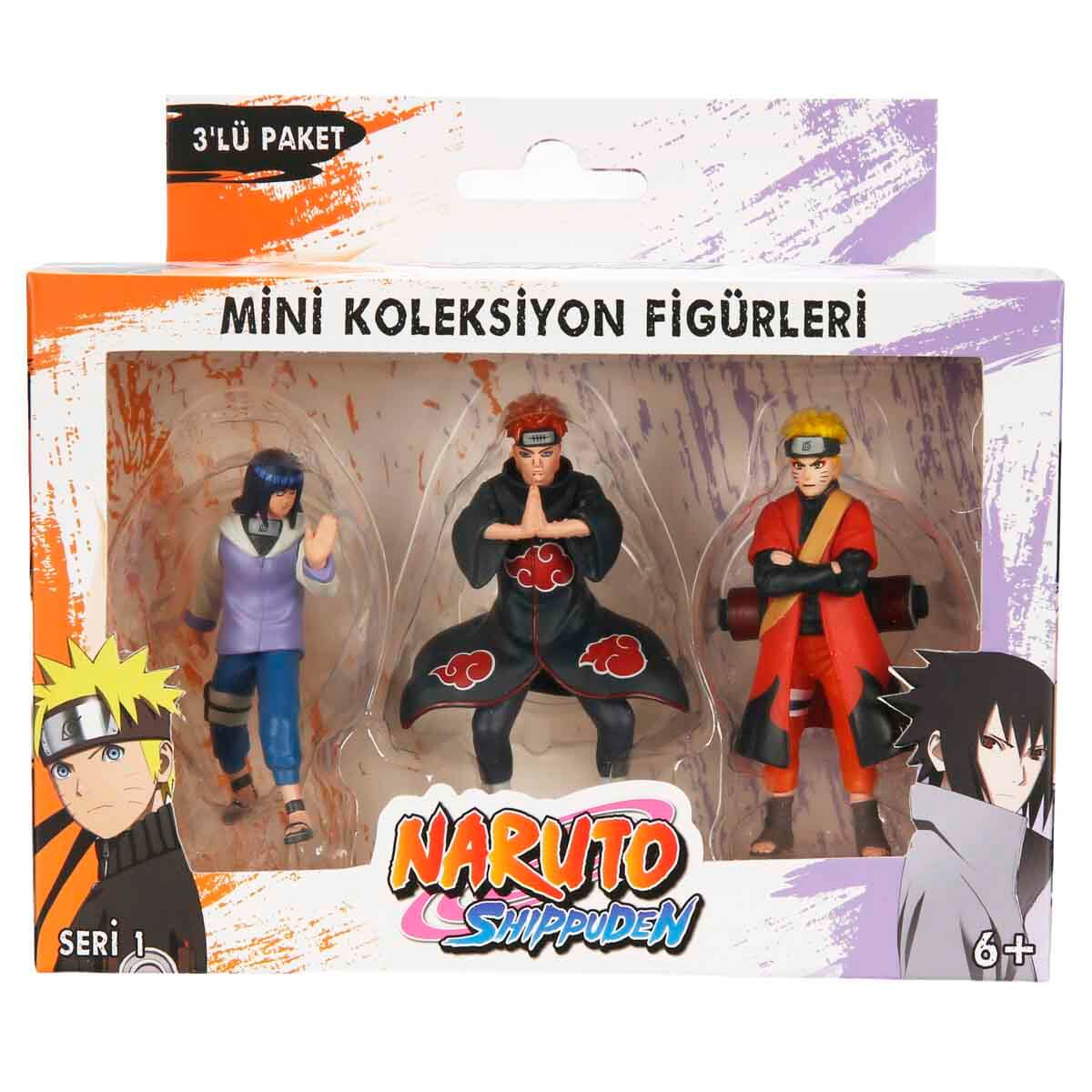 3.NARUTO フィギュアセット Naruto Shippuden 3'lü Figür Seti S1 - Mor Hırkalı Hinata'Lı Set