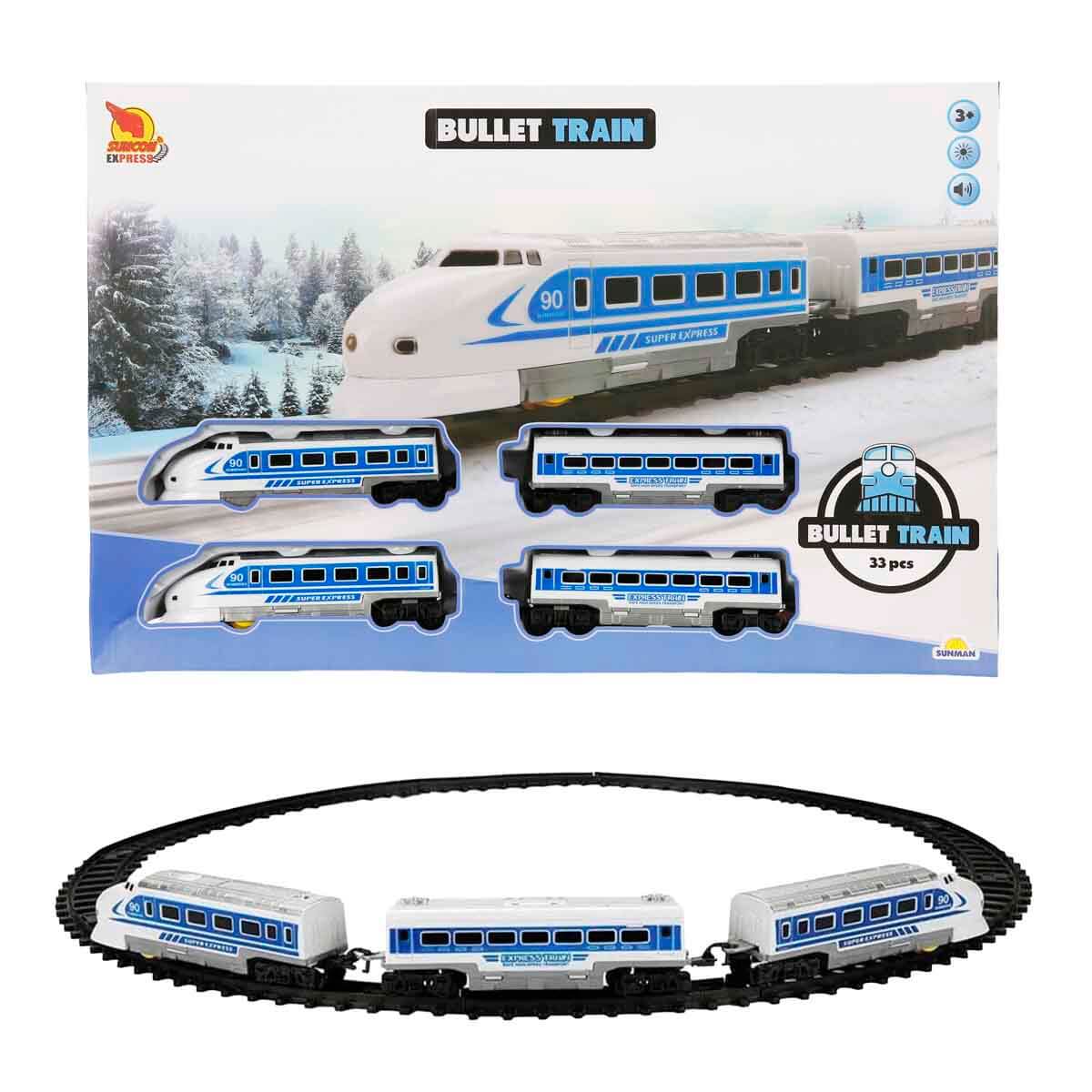 Suncon Sesli ve Işıklı Hızlı Tren Seti 33 Parça - Mavi | Toyzz Shop