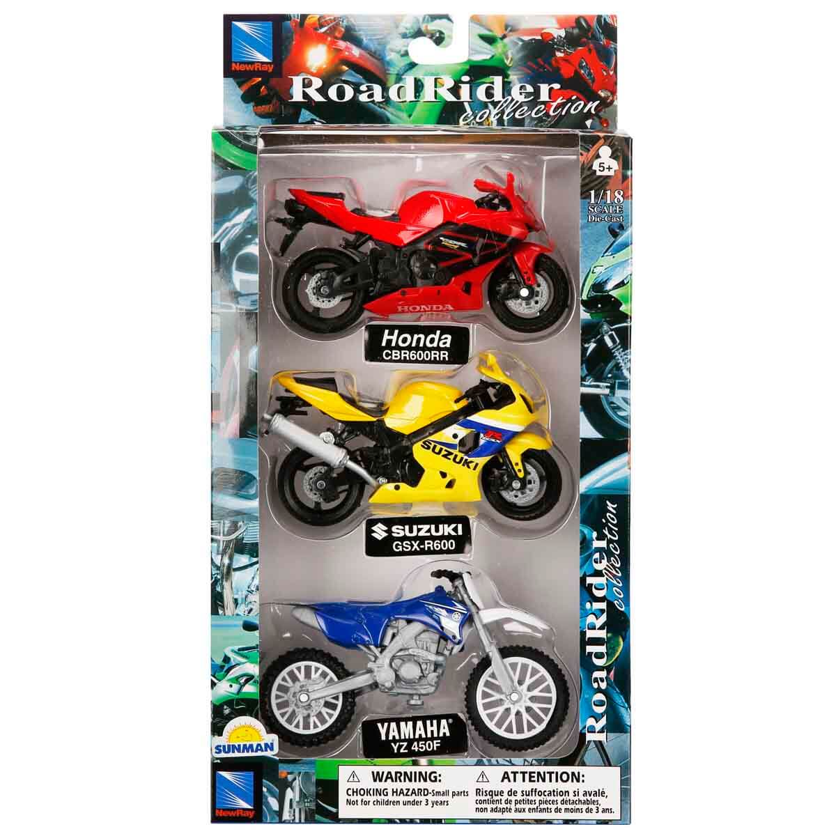 1:18 Road Rider 3'lü Model Motor Seti - Yamaha - Kawasaki - Suzuki