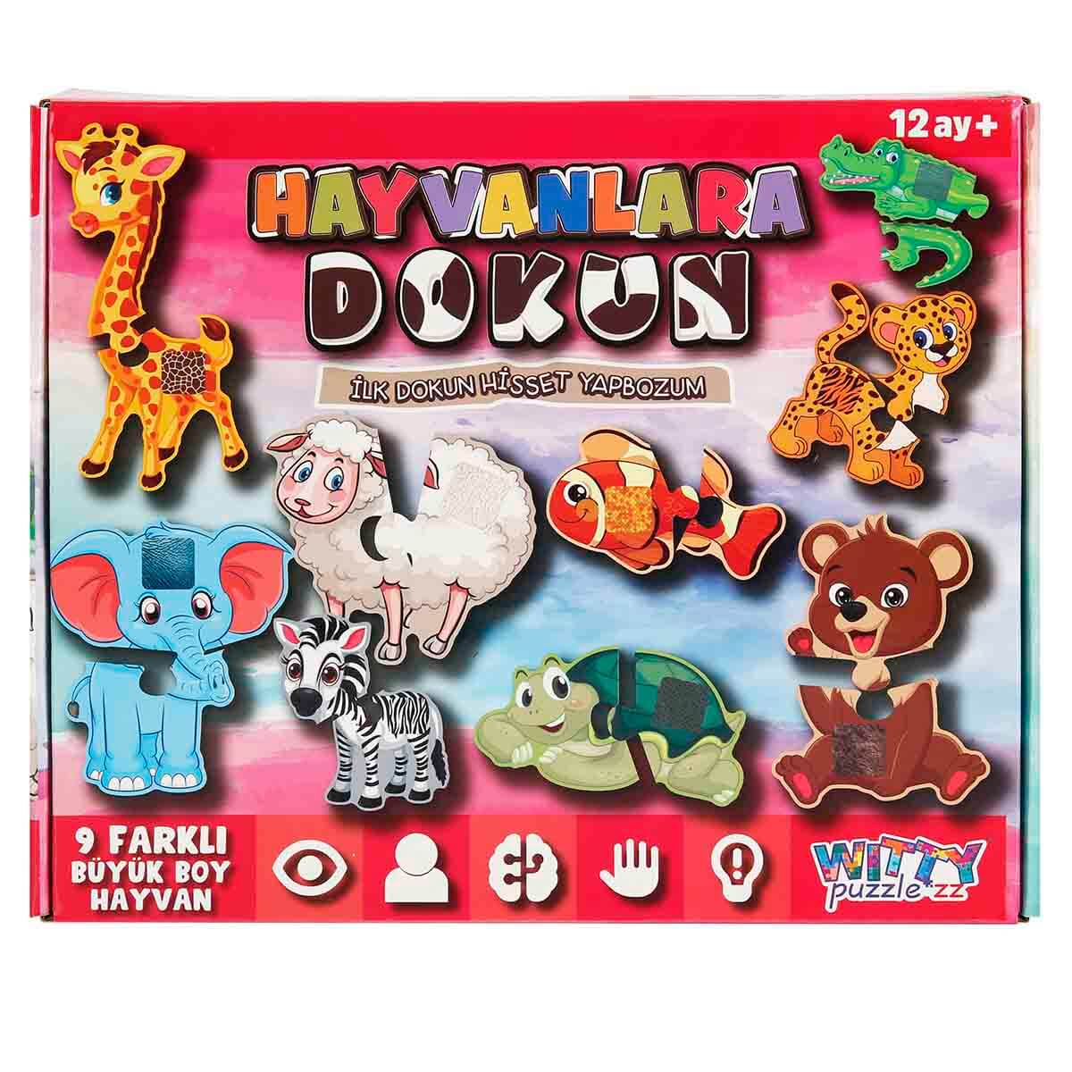 『どうぶつ』 18 Parça Puzzle: Hayvanlara Dokun | Toyzz Shop