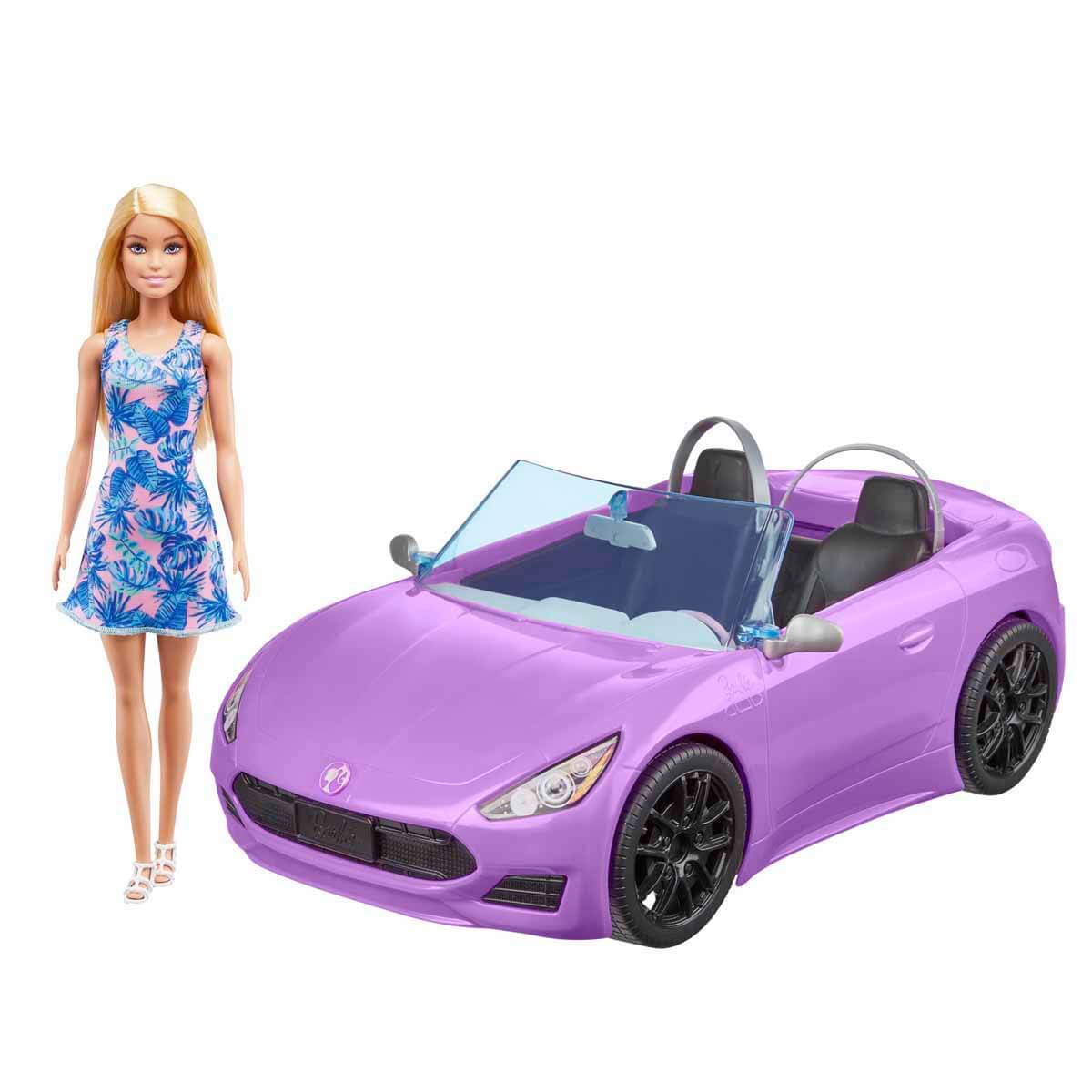 Barbie ve Havalı Arabası - Mor Araba-Mavi Elbiseli | Toyzz Shop
