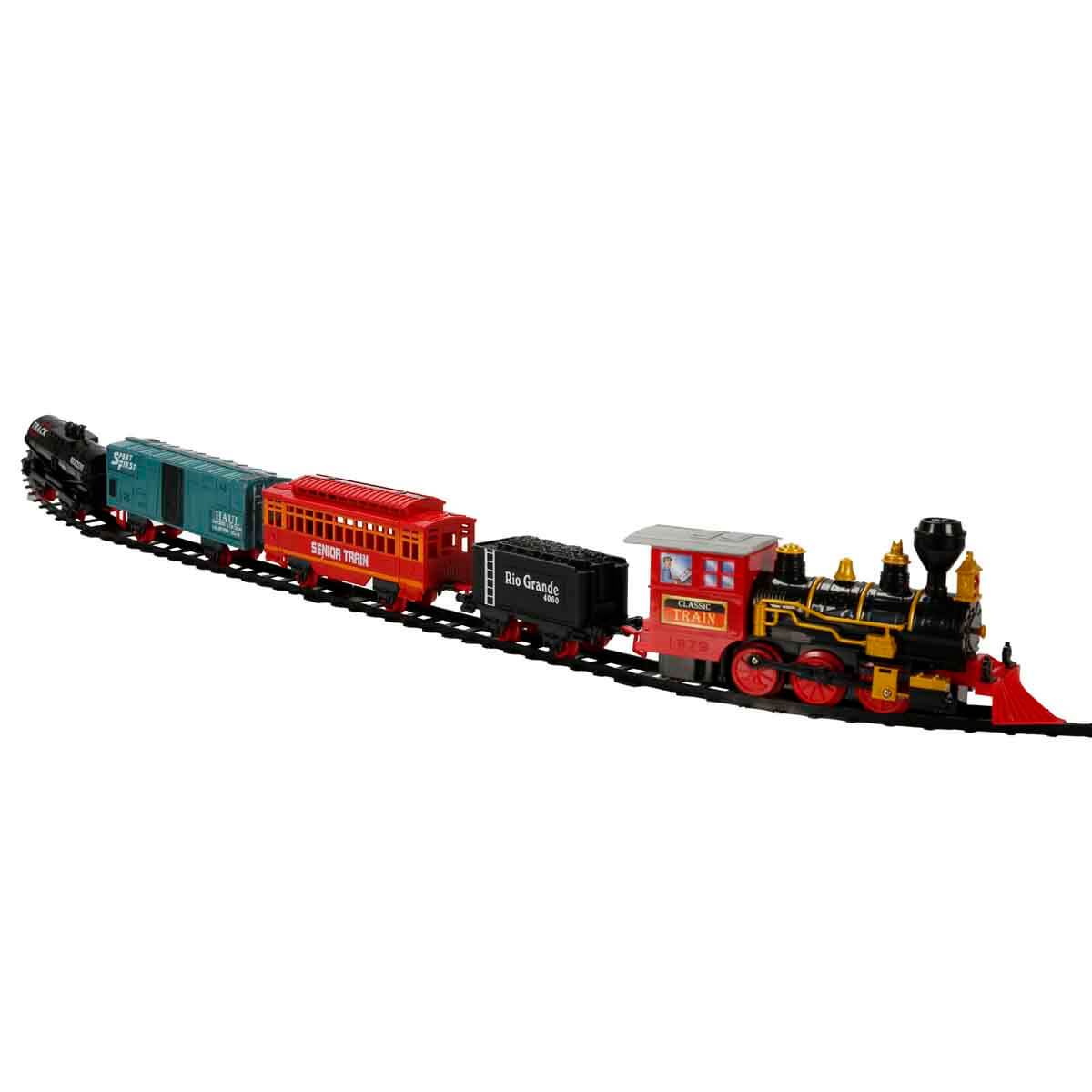 Sesli ve Işıklı Klasik Tren Seti 22 Parça - Kırmızı Vagon | Toyzz Shop