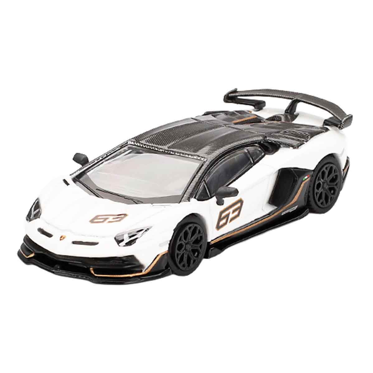 1:64 Mini GT Lamborghini Aventador SVJ 63 Bianco Asopo Diecast