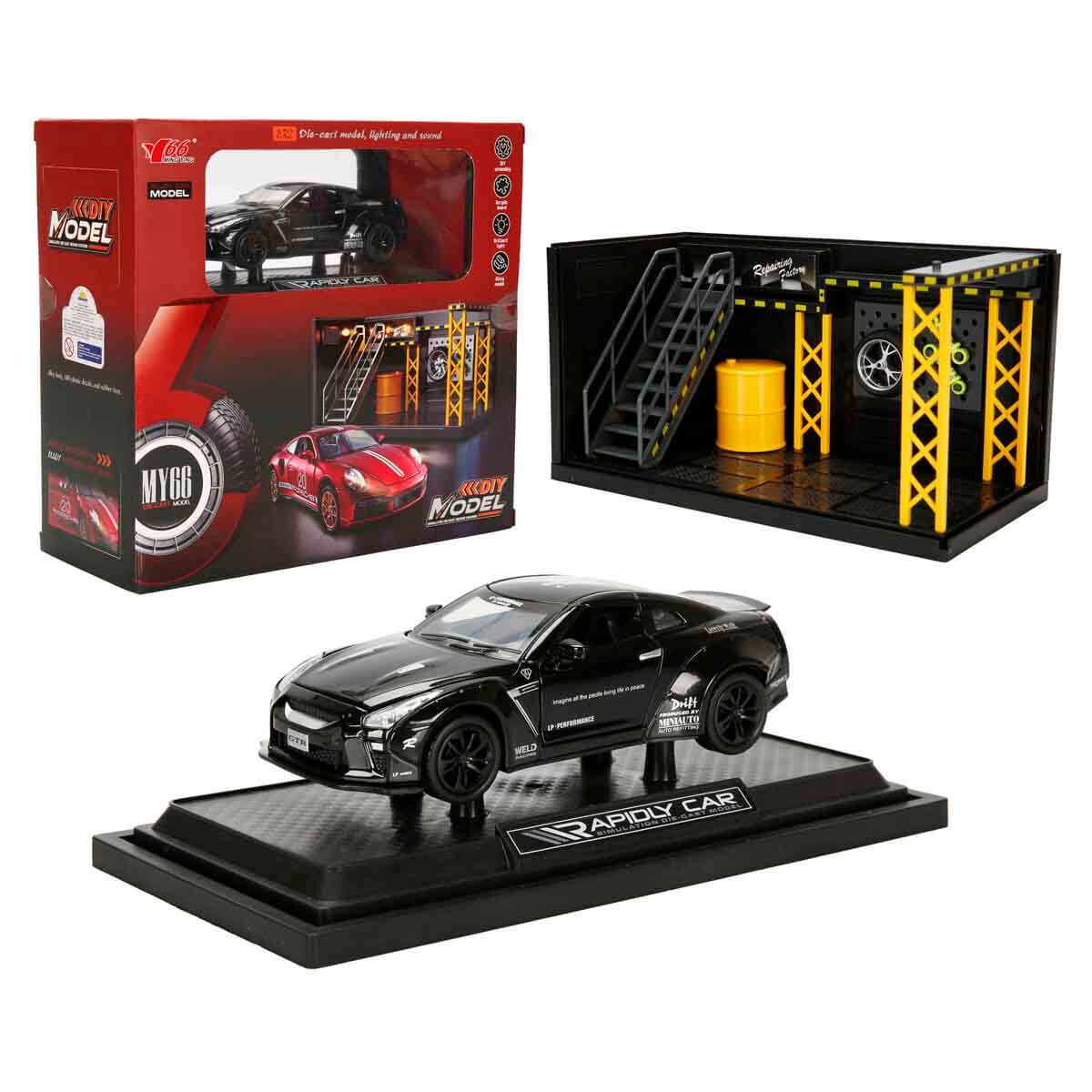 1:32 Sesli ve Işıklı Nissan GTR Die Cast Çek Bırak Model Araba ve