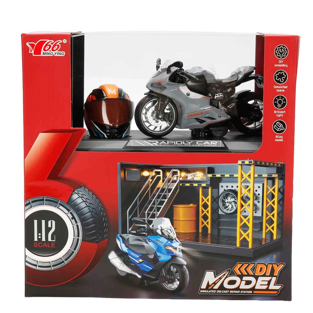 1:12 Sesli ve Işıklı Ducati Die Cast Çek Bırak Motosiklet ve Tamir