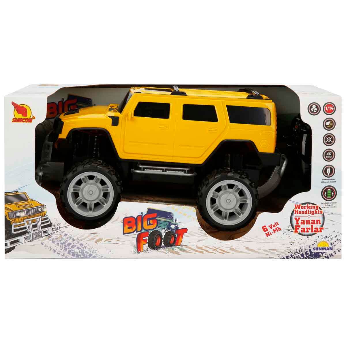 1:14 Uzaktan Kumandalı Big Foot Usb Şarjlı Hummer 34 cm. - Sarı