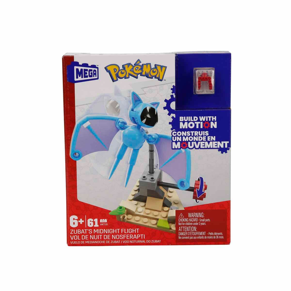 MEGA Pokémon - Zubat Volo Notturno, set Adventure Builder ambientazione desertica con 61 pezzi da costruire e sistema Mattoncino movimento per far volare Zubat, giocattolo per bambini, 6+ anni, HKT19