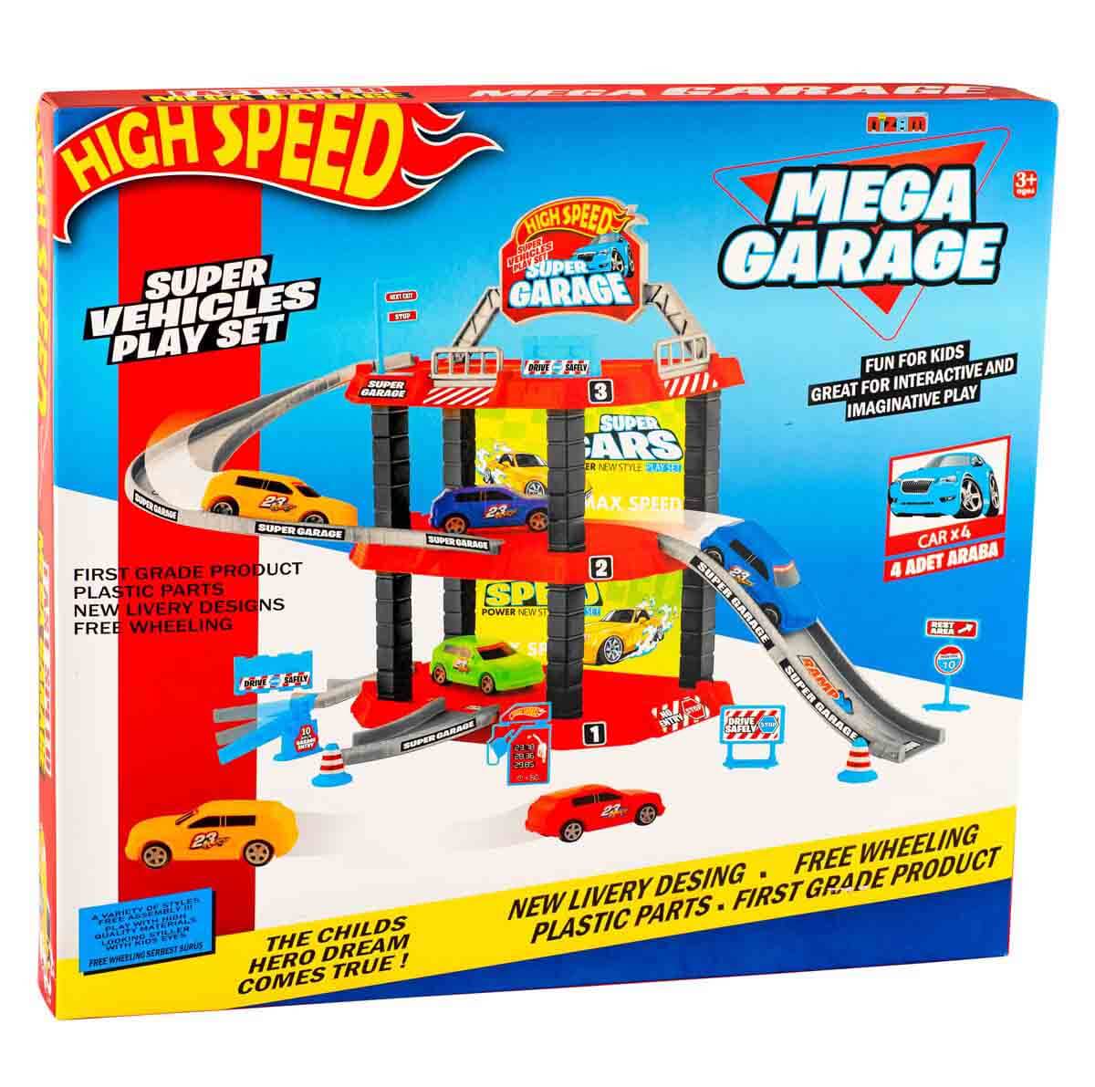 High Speed 4 Araçlı Mega Garaj Seti - Sky King Airport | Toyzz Shop