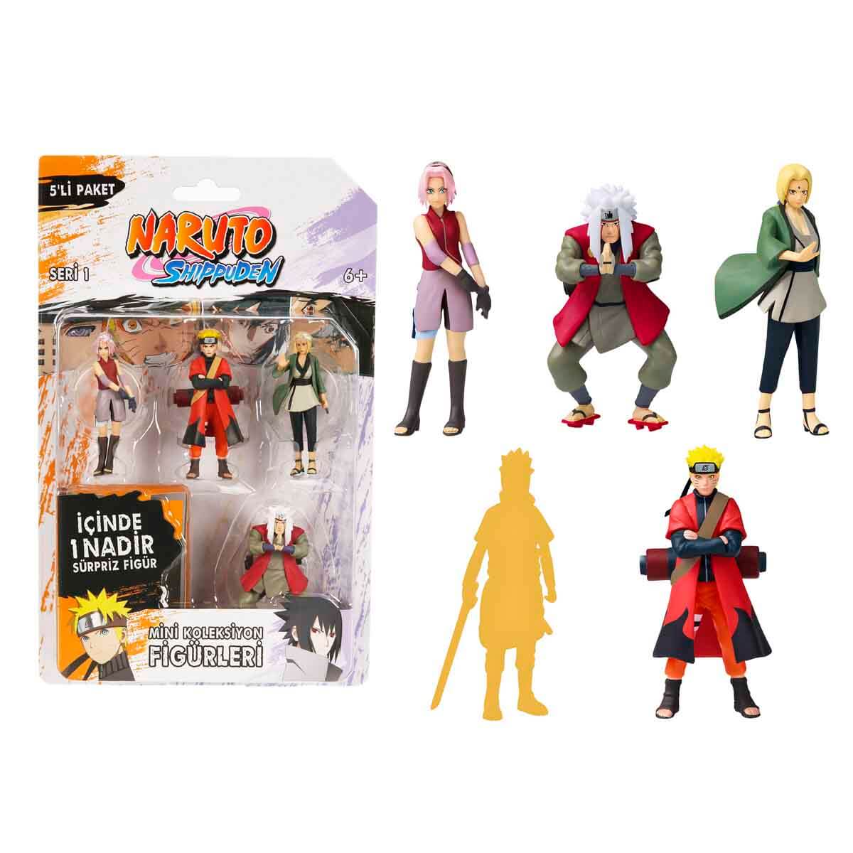 NARUTO アクションフィギュア セット Naruto Shippuden 5'li Figür Seti S1 - Beyaz Saçlı Jiraiya'Lı Set