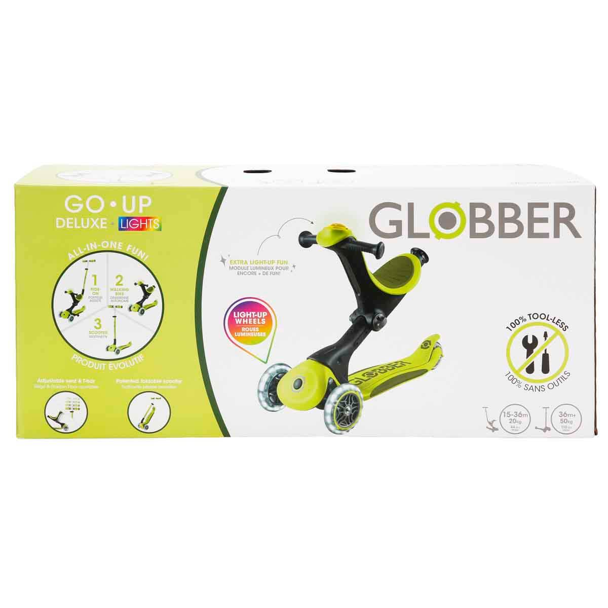 3in1 Globber Go Up Deluxe 3 Tekerlekli Katlanabilir Işıklı Yeşil
